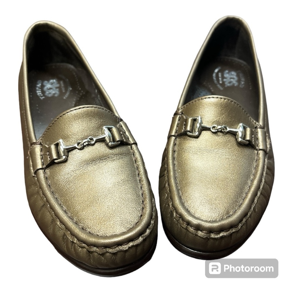 SAS Metro Metallic Gold Tone Loafers with Classic Horsebit Detail